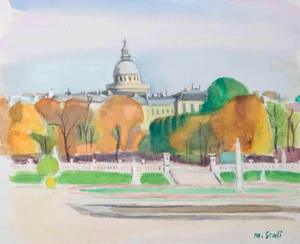 After Madeleine Scali, Landscape, Original Drawing, Mid 20th-Century