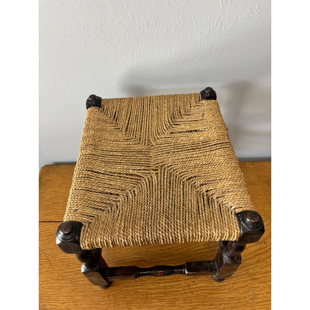 Brown Vintage English Oak and Rope Stool For Sale - Image 8 of 9