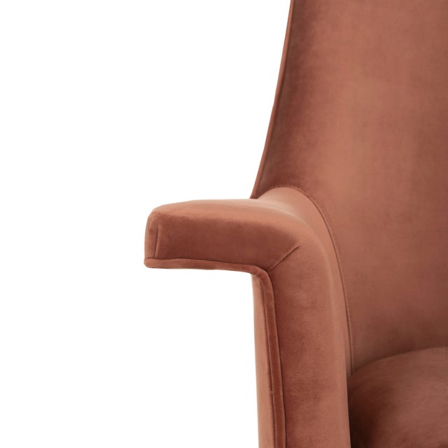 Velvet Armchair, Dusty Rose For Sale In Philadelphia - Image 6 of 9