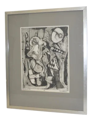 1960s Vintage Don Quixote Etching by B. Dubas