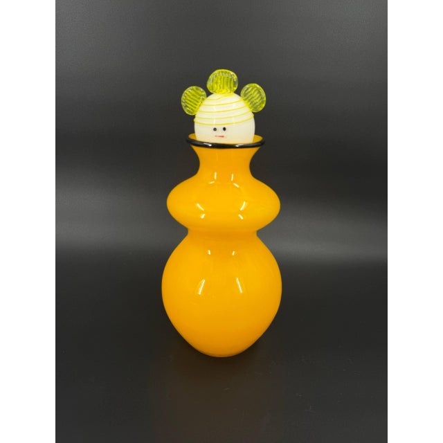 Vintage Studioglas Strömbergshyttan Swedish art glass figural sculpture featuring a bright orange body and whimsical...