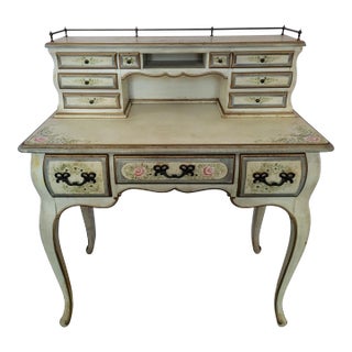 Early 20th C French Hand Painted Writing Desk Dressing Table Vanity For Sale
