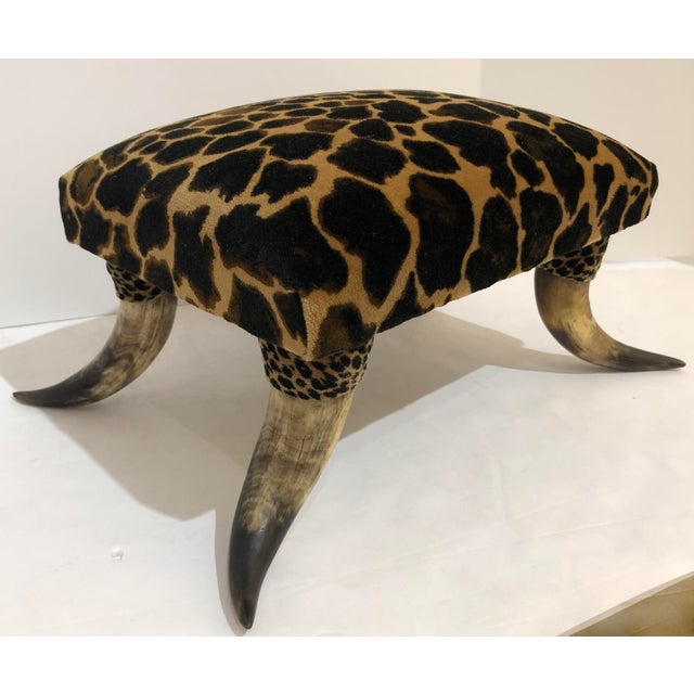 Antique Horn Footstool With New Animal Print Upholstery Chairish