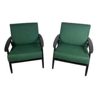 Mid-Century Danish Teak and Fabric Armchairs, 1960s, Set of 2 For Sale