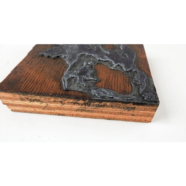 Modern Expressionist Birdman Etched Metal & Wood Print Block in the Manner of Leonard Baskin For Sale - Image 3 of 5