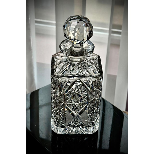 Vintage Cut Crystal Decanter with Geometric Pattern, 1960s For Sale - Image 10 of 17