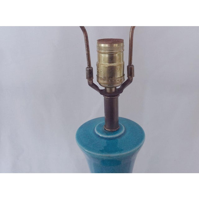 MCM Azure Ceramic Crackle Glaze Lamp For Sale In New York - Image 6 of 8