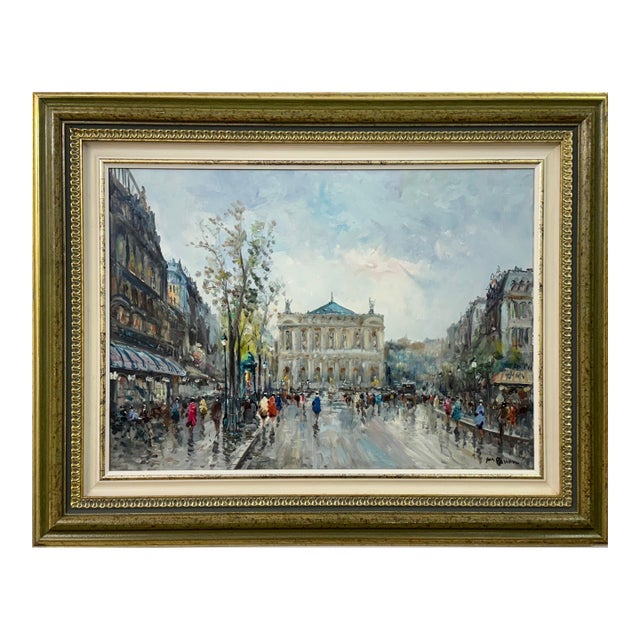Paris Palais Garnier (Opera House) with Figures 20th Century Post-Impressionism 1975 Circa For Sale