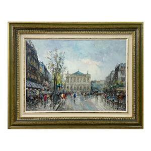 Paris Palais Garnier (Opera House) with Figures 20th Century Post-Impressionism 1975 Circa