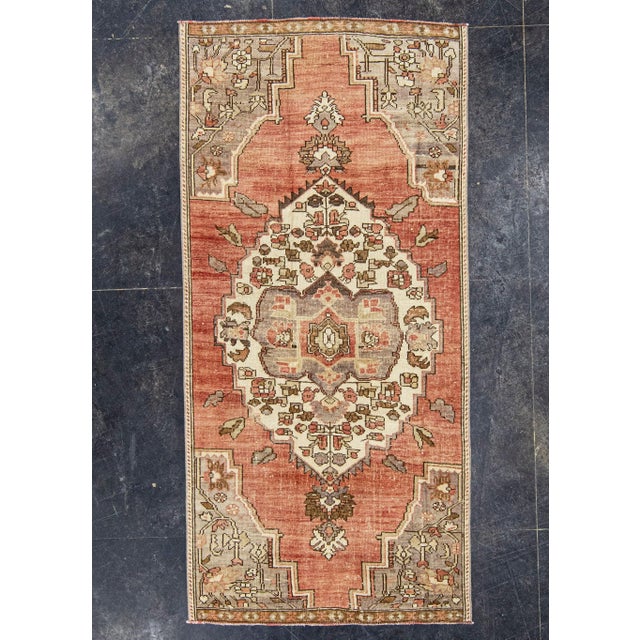 Terra Cotta Turkish Vintage Rug 3'5" x 7'3" #21319 For Sale - Image 8 of 8