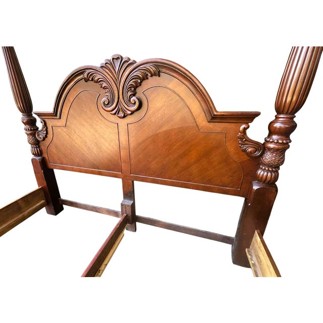 King Size Cherry Wood Four Poster Bed - Vintage Late 20th Century