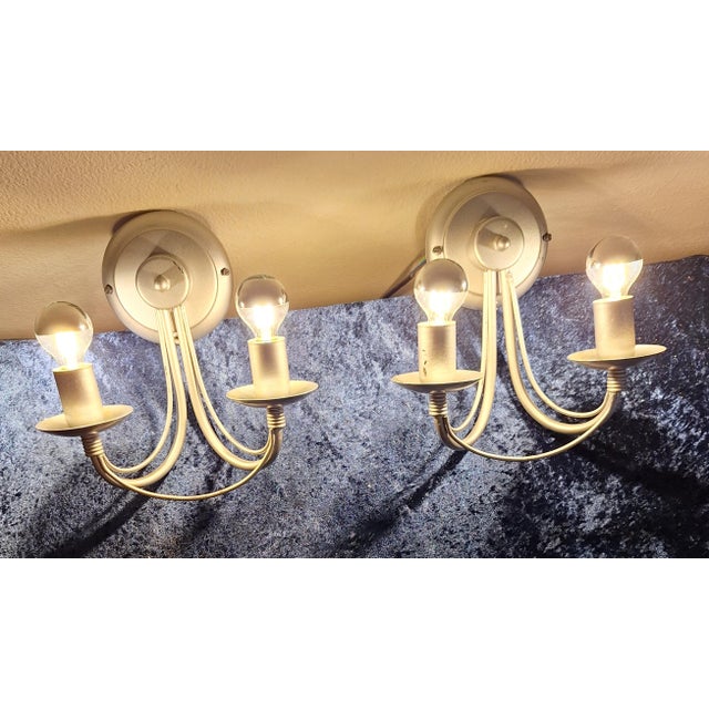 Vintage Wall Lamps with Matt Silver Painted Metal Frame from Honsel, 1990s, Set of 2 For Sale - Image 3 of 9