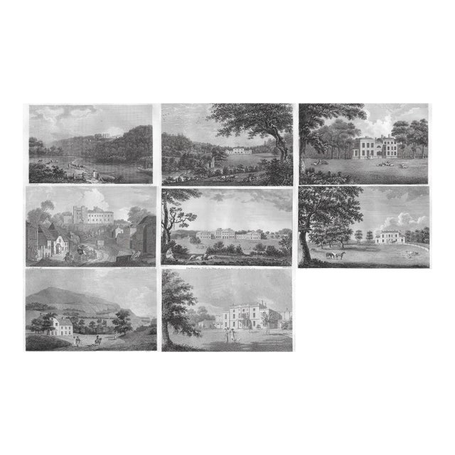 English Country House Engravings - Set of Eight For Sale