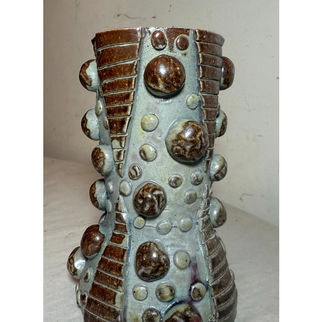 Vintage 25 Handmade Hobnail Pottery Chalice Goblet Brutalist Sculpture Vase For Sale In New York - Image 6 of 14