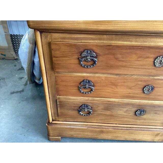 Wood French Louis-Philippe Cherry Chest of Drawers W Marble Top For Sale - Image 7 of 9