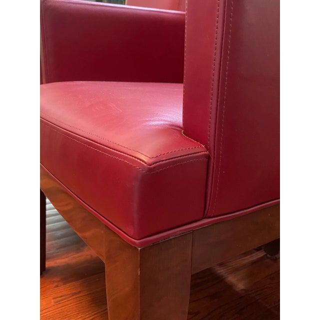 Holly Hunt 1980s Red Leather Dinning Chairs Set of 8 For Sale In Atlanta - Image 6 of 13