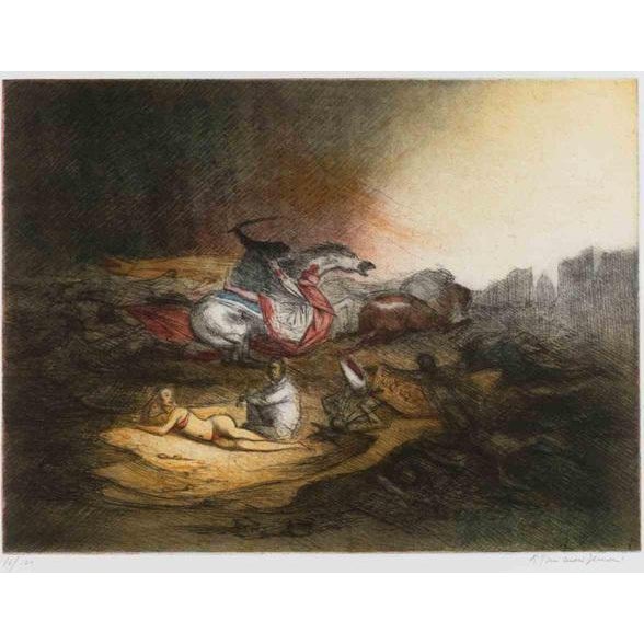 Riccardo Tommasi Ferroni, The Assault, 1970s, Etching For Sale - Image 3 of 3