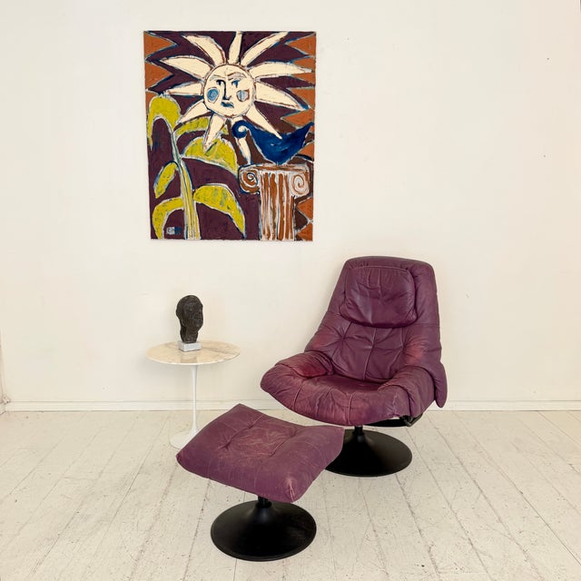 Mid-Century Modern Set of Vintage Regent Leather Chair with Ottoman from Ekornes Stressless, 1980s For Sale - Image 3 of 11