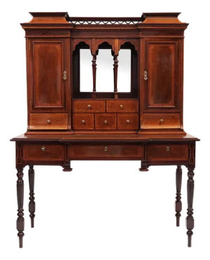 Victorian Writing Desk with Upper Cabinet, England, 1870s