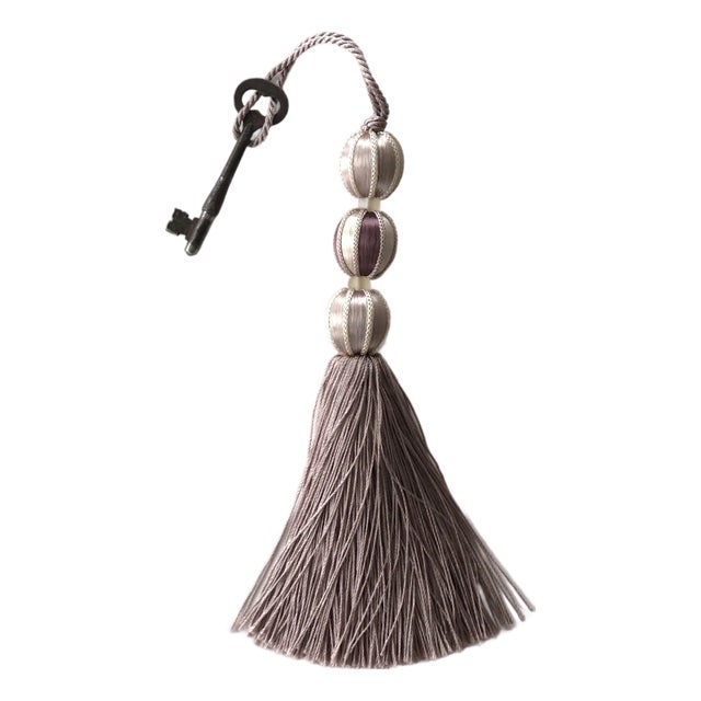 Beaded Satin Key Tassel in Lavender - Amethyst Color For Sale