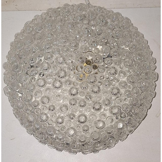 Vintage Ceiling Lamp with Black Metal Mounting and Clear Relief Glass Shade, 1980s, in Very Good conditions. Designed 1980...