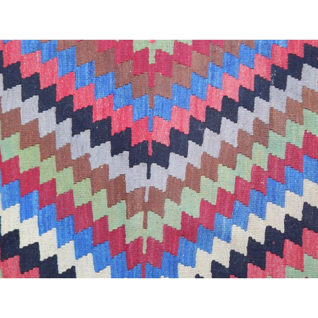 1960s Turkish Blue Wool Diamond Kilim Rug 2'11" X 4'2" For Sale - Image 9 of 11
