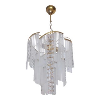 Art Deco Vintage 80’s Single Ceiling Pendant Light Milk Glass Stick Chandelier For Sale