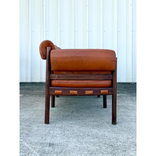 Mid-Century Modern Vintage Cognac Leather 3-Seater Sofa Attributed to Arne Norell for Coja For Sale - Image 3 of 11