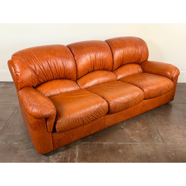 Vintage 1970's Italian Leather Sofa For Sale - Image 10 of 13