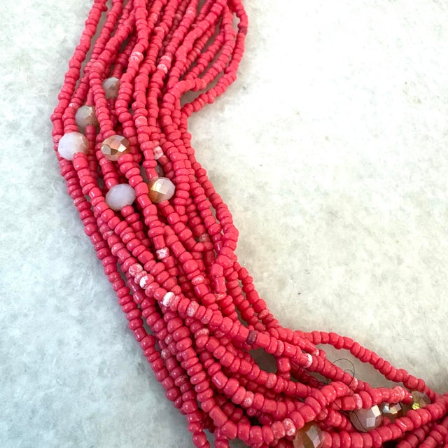 American Vinted Multi Strand Glass Beaded Necklace For Sale - Image 3 of 3