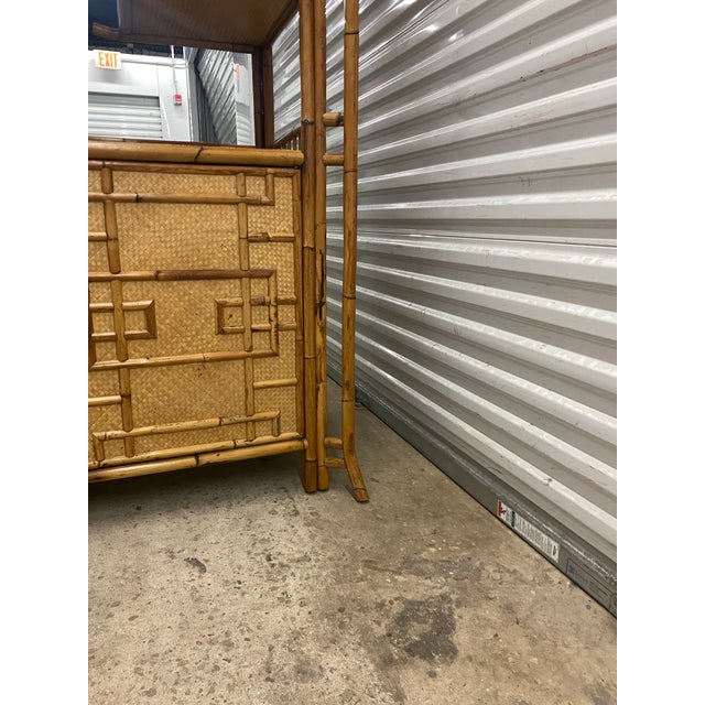 70s Bohemian Rattan and Bamboo Wall Unit Étagère. For Sale - Image 9 of 12