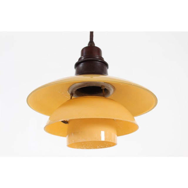 1930s Danish Art Deco Pendant Light with Yellow Glass Shades by Poul Henningsen for Louis Poulsen, 1930s For Sale - Image 5 of 14