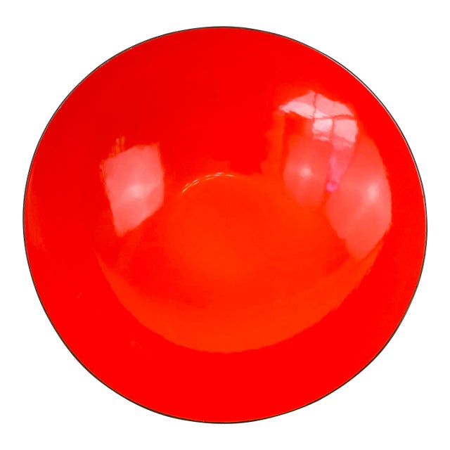 Vintage 1950s Krenit Denmark Large 15" Orange Enameled Bowl For Sale
