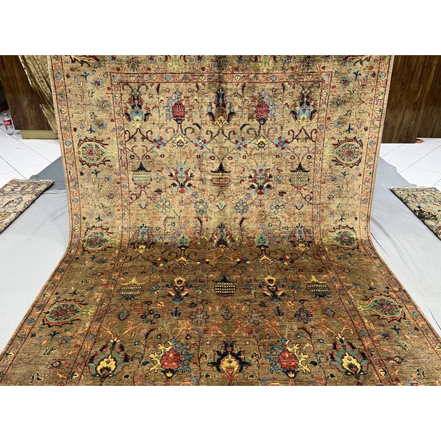 Taupe Afghan Sultani Natural Dye Wool Rug, Persian Floral Botanical ...