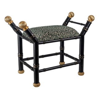 Boca Black Earl Emerald Animal Print Bamboo Bench For Sale