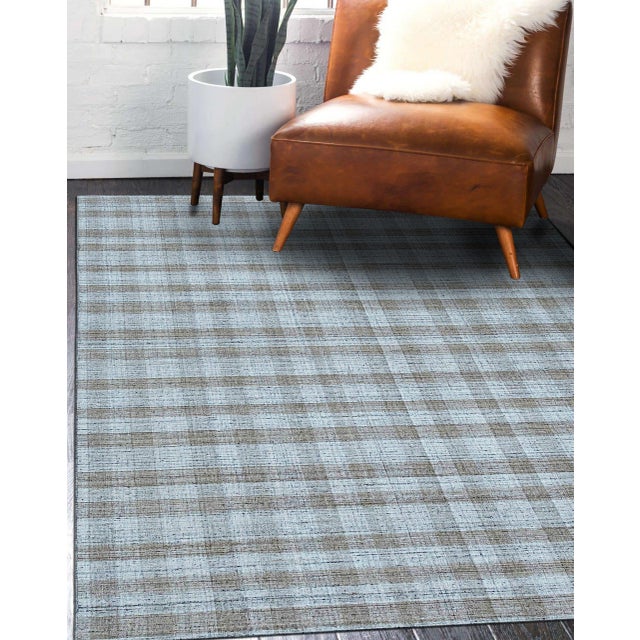 8x10 Serene Chloe Beige Geometric Modern Plaid Flatweave Wool Carpet Rug For Sale - Image 4 of 7