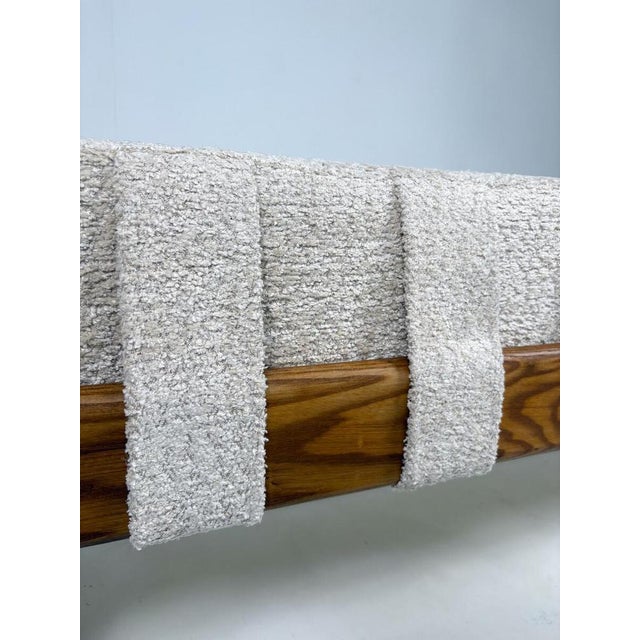 Italian Bench in Brass and Beige Fabric For Sale - Image 4 of 7