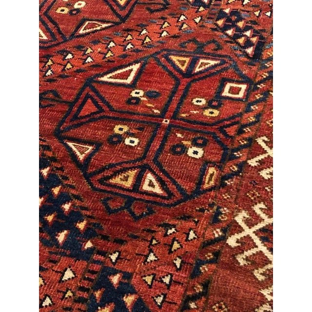 Red Blue White Geometric Rug, 1870s For Sale - Image 6 of 18