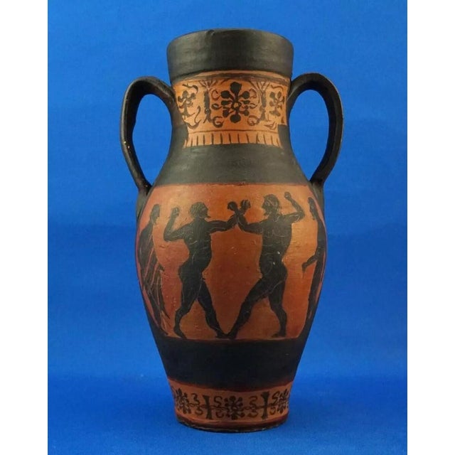 Large Greco-Roman Style Hand-Decorated Ceramic Terracotta 2-Handled Amphora Vase, 1975 For Sale - Image 11 of 18