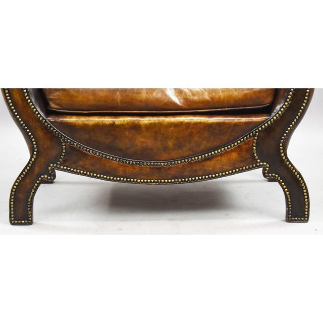 Animal Skin Regency Style Leather Stool, 1919 For Sale - Image 7 of 9