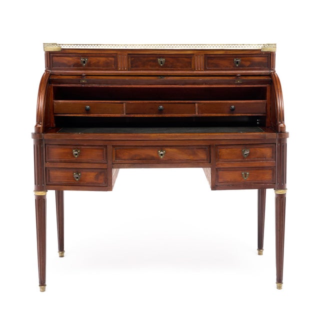 Louis XVI Style Cylinder Desk, Cuban Flamed Mahogany, 1890s For Sale In Austin - Image 6 of 10