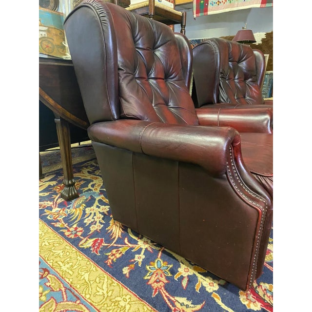 Mid 20th Century English Oxblood Leather Chairs a Pair | Chairish