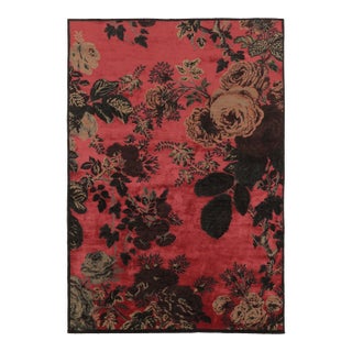 Rug & Kilim’s Modern Rug, Crimson Red With Rose Floral Pattern - Rug & Kilim For Sale