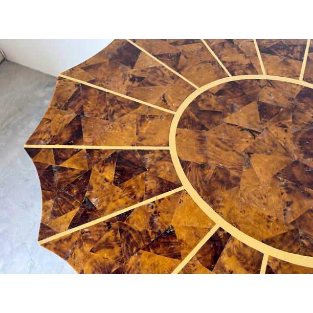 1980’s Vintage Maitland Smith - Style Coastal Tessellated Coconut Shell Top Sculptural DiningAAA Table For Sale - Image 4 of 12