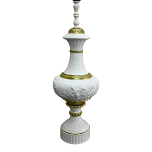 Vintage Neo-Classic Style Bisque & Brass Table Lamp W/Cherubs