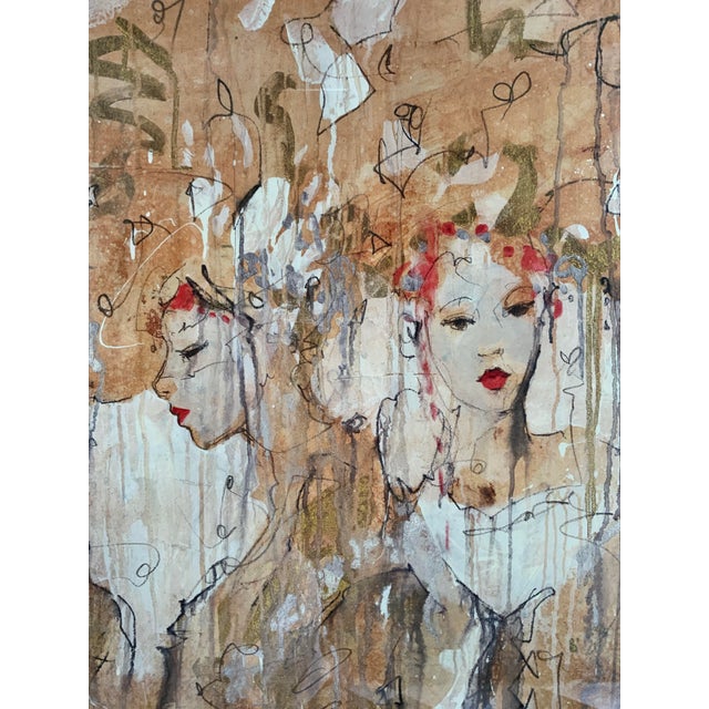 1990s Vintage Marta Wiley Renaissance Sepia 1 Hand Embellished Lithograph / Signed #132/195 For Sale - Image 5 of 15