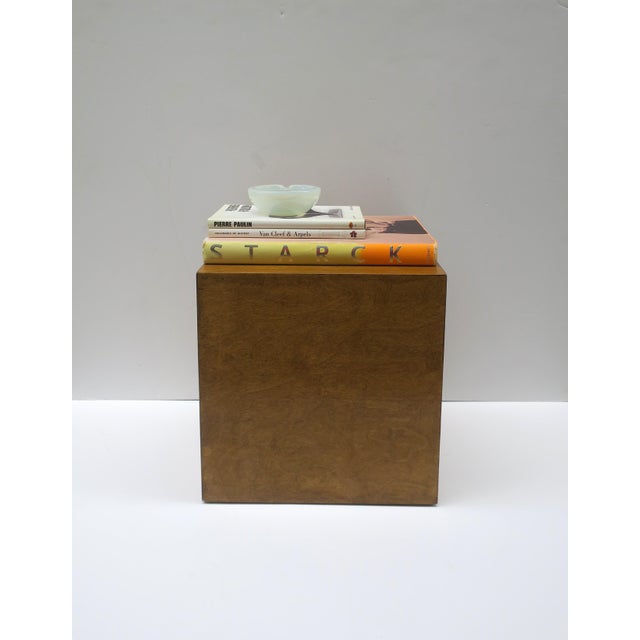 Mid 20th Century Wood Pedestal Cube End or Side Table, Modern Design Style, Circa Mid-20th Century For Sale - Image 5 of 11