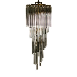 Vintage Glass Crystals Cascade Chandelier in the Style of Paolo Venini, 1980s For Sale