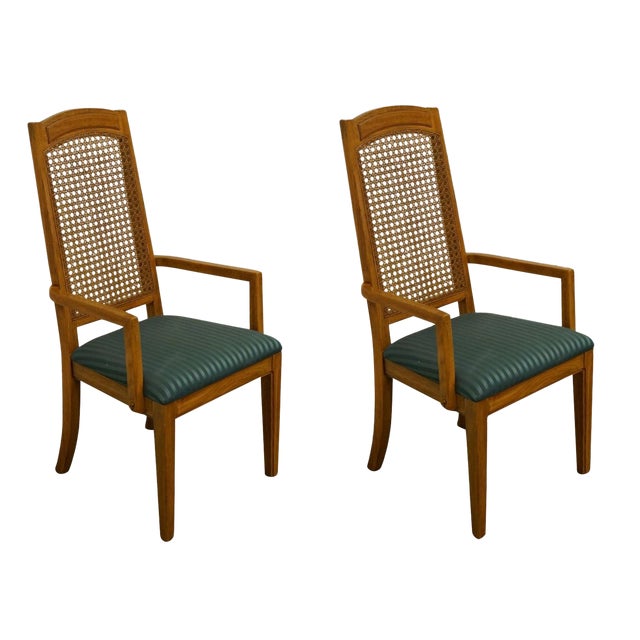 Late 20th Century Thomasville Furniture New Country Collection Cane Back Dining Arm Chairs A Pair Chairish