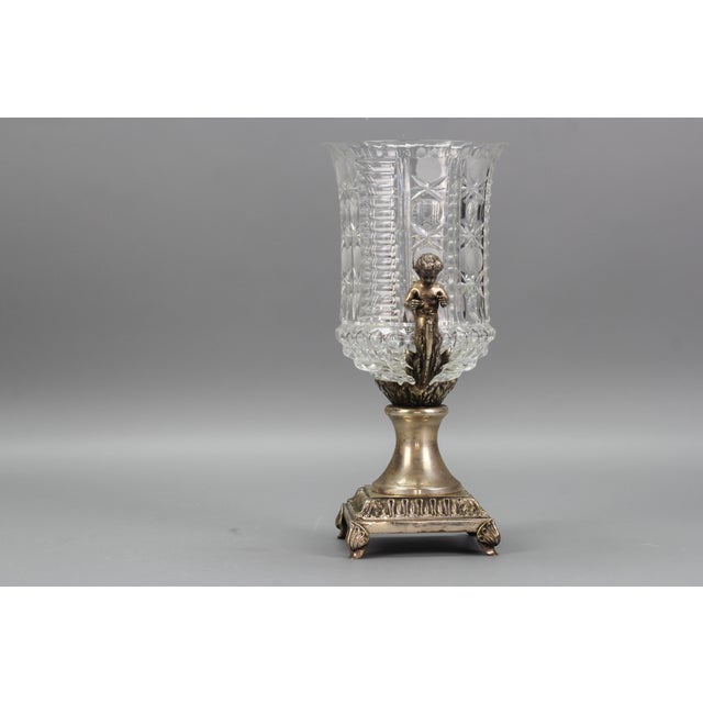 Czech Crystal Glass and Brass Vase with Cherubs, 1970s For Sale - Image 13 of 18
